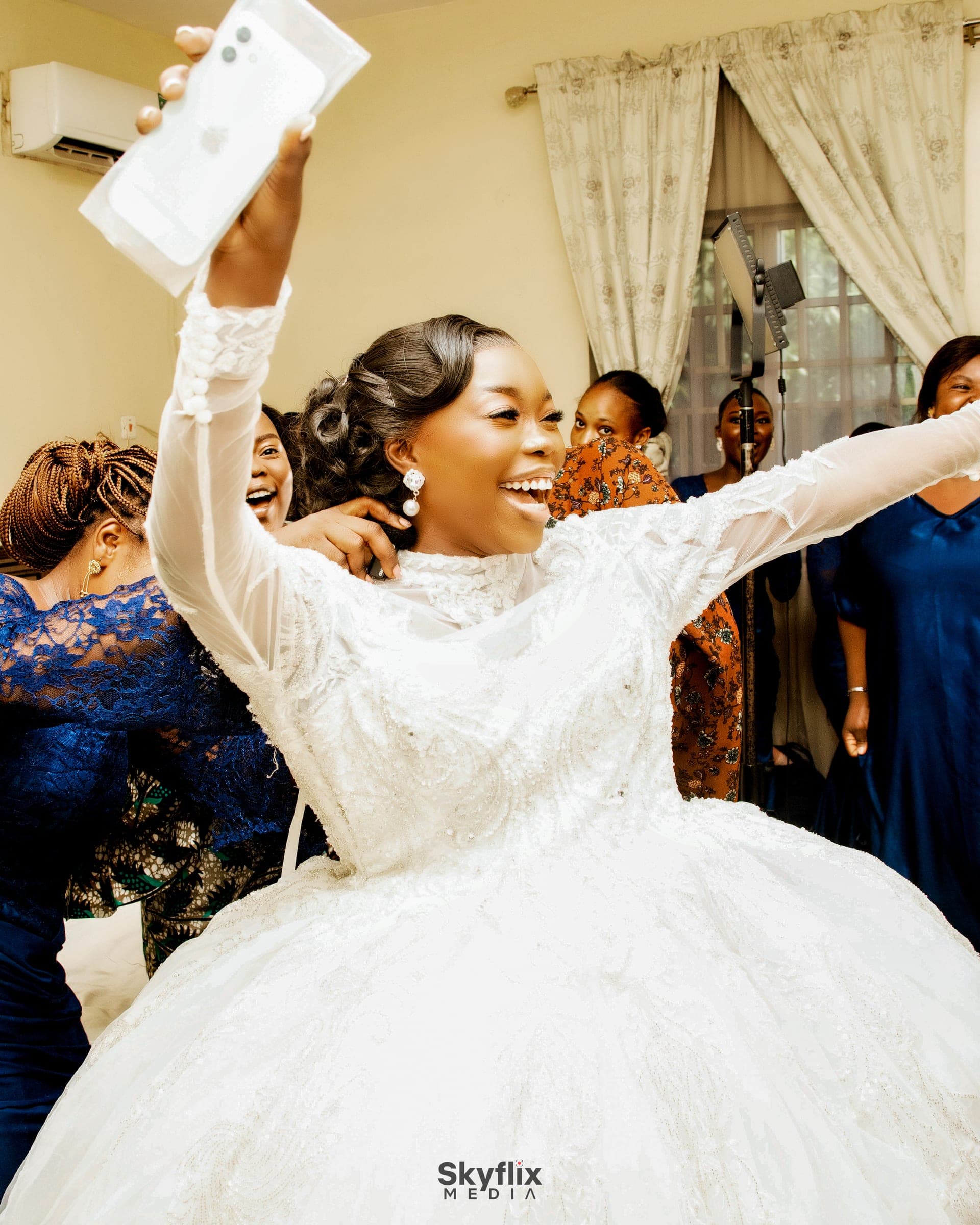 The bride celebrating with her friends